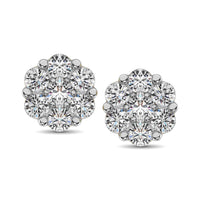 Thumbnail for 10K White Gold 1/5 Ct.Tw. Diamond Flower Studs Earrings
