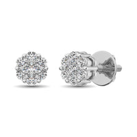 Thumbnail for 14K White Gold 1/4 Ct.Tw. Diamond Flower Studs Earrings