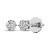 Thumbnail for 14K White Gold 1/3 Ct.Tw. Diamond Flower Studs Earrings