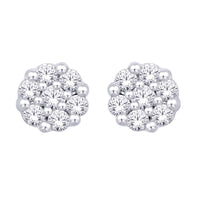 Thumbnail for 14K White Gold 1/3 Ct.Tw. Diamond Flower Studs Earrings