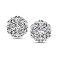 Thumbnail for 14K White Gold 1/2 Ct.Tw. Diamond Flower Studs Earrings
