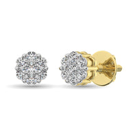 Thumbnail for 14K Yellow Gold 7/8 Ct.Tw. Diamond Flower Studs Earrings