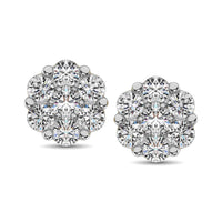 Thumbnail for 14K White Gold 3/4 Ct.Tw. Diamond Flower Studs Earrings