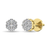 Thumbnail for 14K Yellow Gold 3/4 Ct.Tw. Diamond Flower Studs Earrings