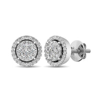 Thumbnail for 14K White Gold 1 Ct.Tw. Diamond Flower Stud Earrings