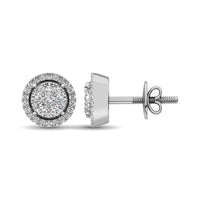 Thumbnail for 14K White Gold 1 Ct.Tw. Diamond Flower Stud Earrings
