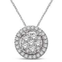 Thumbnail for 14K White Gold 3/4 Ct.Tw. Diamond Flower Pendant
