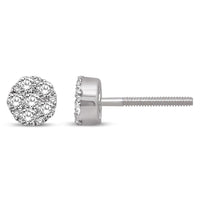 Thumbnail for 14K White Gold 1 Ct.Tw. Diamond Flower Stud Earrings