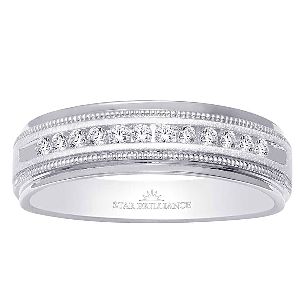 14K White Gold 1 Ct.Tw. Diamond Mens Machine Band