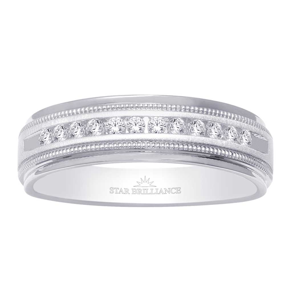 10K White Gold 1/2 Ct.Tw. Diamond Mens Machine Band