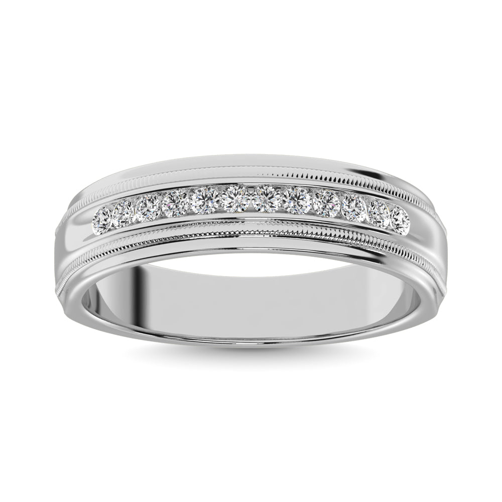 10K White Gold 1/2 Ct.Tw. Diamond Mens Machine Band