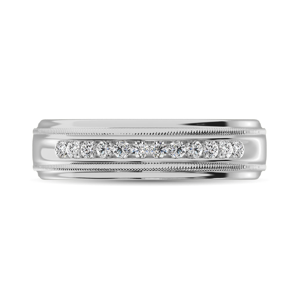 10K White Gold 1/2 Ct.Tw. Diamond Mens Machine Band