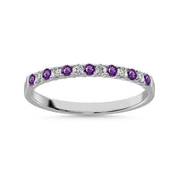Thumbnail for 14K White Gold 1/4 Ctw Alternate Amethyst & Diamond Machine Band