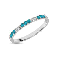 Thumbnail for 14K White Gold 1/4 Ct.Tw. Alternate Diamond And Aqua Marine Machine Band