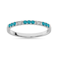 Thumbnail for 14K White Gold 1/4 ct tw Alternate 9 Auqmarine and 4 Diamond Machine Band