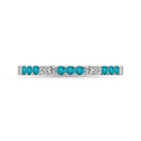 Thumbnail for 14K White Gold 1/4 ct tw Alternate 9 Auqmarine and 4 Diamond Machine Band