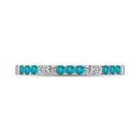 Thumbnail for 14K White Gold 1/4 ct tw Alternate 9 Auqmarine and 4 Diamond Machine Band