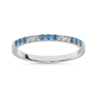 Thumbnail for 14K White Gold 1/5 Ctw White 4 & Blue Diamond 9 Machine Band