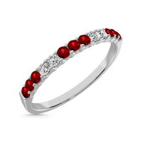 Thumbnail for 14K White Gold 1/4 ct tw  Alternate 9 Garnet and 4 Diamond Machine Band