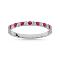 Thumbnail for 14K White Gold 1/3 Ct.Tw. Alternate Diamond And Pink Sapphire Machine Band