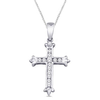 Thumbnail for 10K White Gold 1/8 Ct.Tw.Diamond Cross Pendant