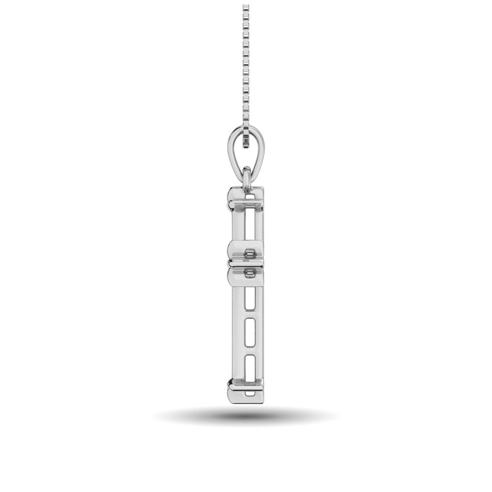 10K White Gold 1/8 Ct.Tw.Diamond Cross Pendant