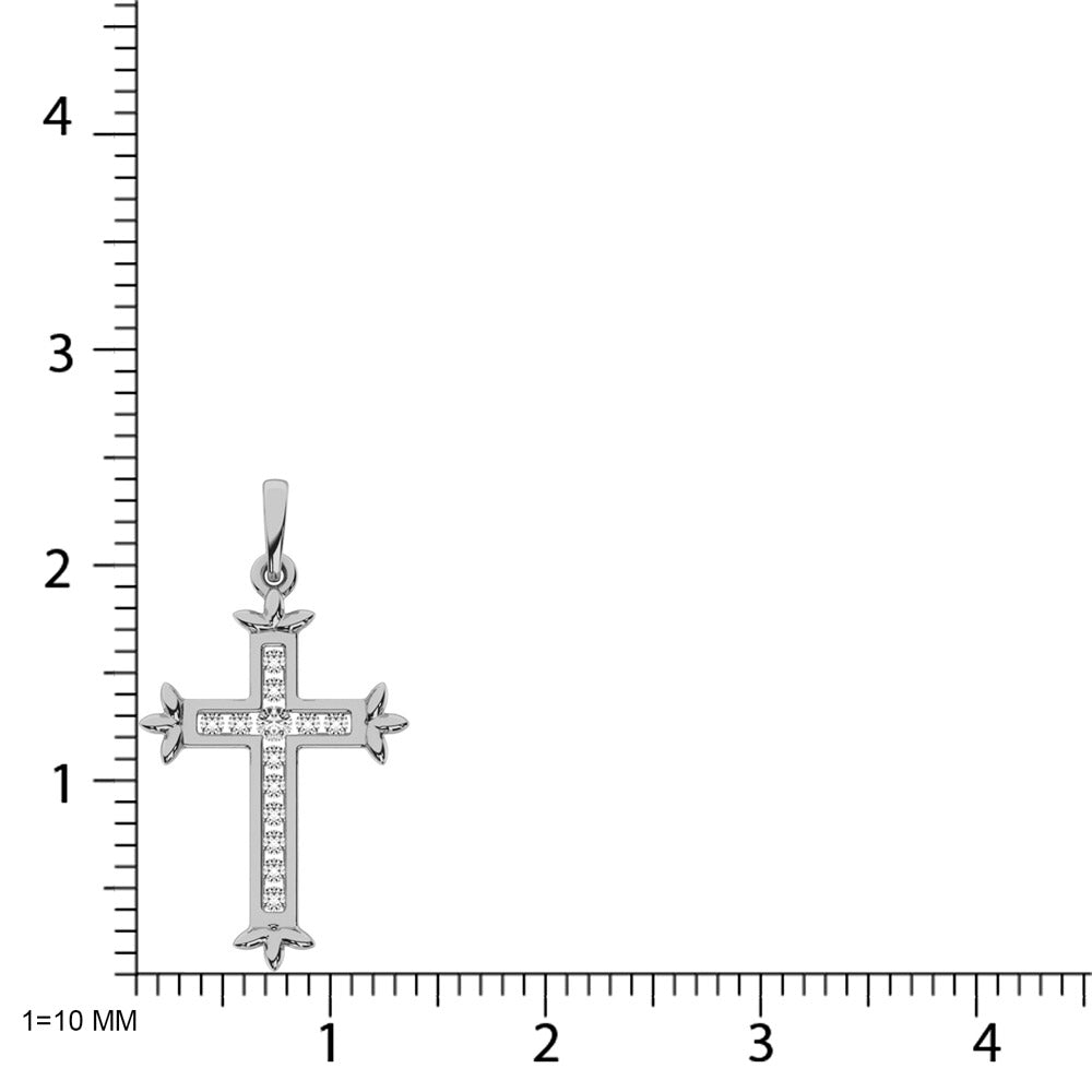 10K White Gold 1/8 Ct.Tw.Diamond Cross Pendant