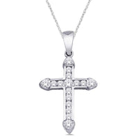 Thumbnail for 10K White Gold 1/5 Ct.Tw. Diamond Cross Pendant