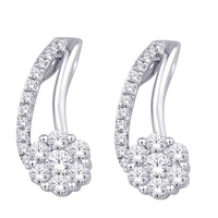 Thumbnail for 10K White Gold 1/3 Ct.Tw. Diamond Huggies Flower Earrings