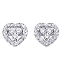 Thumbnail for 10K White Gold 1/6 Ct.Tw. Diamond Heart Earrings