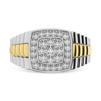 Thumbnail for 10K White Gold with Accent of 10K Yellow Gold 3/4 Ct.Tw. Diamond Mens Fashion Ring