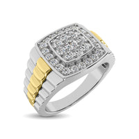 Thumbnail for 10K White Gold with Accent of 10K Yellow Gold 3/4 Ct.Tw. Diamond Mens Fashion Ring