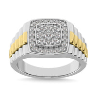 Thumbnail for 10K White Gold with Accent of 10K Yellow Gold 3/4 Ct.Tw. Diamond Mens Fashion Ring