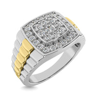 Thumbnail for 10K White Gold with Accent of 10K Yellow Gold 3/4 Ct.Tw. Diamond Mens Fashion Ring