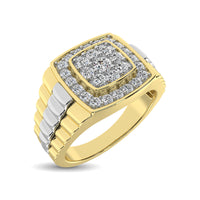 Thumbnail for 10K Yellow Gold with Accent of 10K White Gold 3/4 Ct.Tw. Diamond Mens Fashion Ring