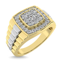 Thumbnail for 10K Yellow Gold with Accent of 10K White Gold 3/4 Ct.Tw. Diamond Mens Fashion Ring
