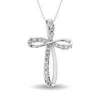 Thumbnail for 10K White Gold 1/5 Ct.Tw. Diamond Cross Pendant