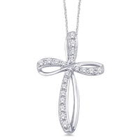 Thumbnail for 10K White Gold 1/5 Ct.Tw. Diamond Cross Pendant
