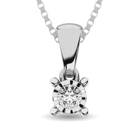 Thumbnail for 10K White Gold 1/10 Ct.Tw.Diamond Solitaire Pendant