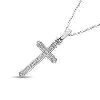 Thumbnail for 10K White Gold 1/20 Ct.Tw.Diamond Cross Pendant