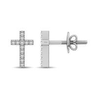 Thumbnail for 10K White Gold Diamond Accent Cross Earrings