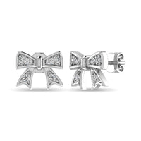 Thumbnail for 10K White Gold Diamond Accent Bow Earrings