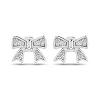 Thumbnail for 10K White Gold Diamond Accent Bow Earrings