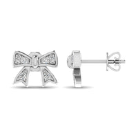 Thumbnail for 10K White Gold Diamond Accent Bow Earrings