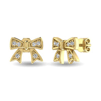 Thumbnail for 10K Yellow Gold Diamond Accent Bow Earrings