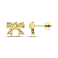 Thumbnail for 10K Yellow Gold Diamond Accent Bow Earrings