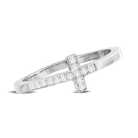 Thumbnail for 10K White Gold 1/10 Ct.Tw.Diamond Cross Ring