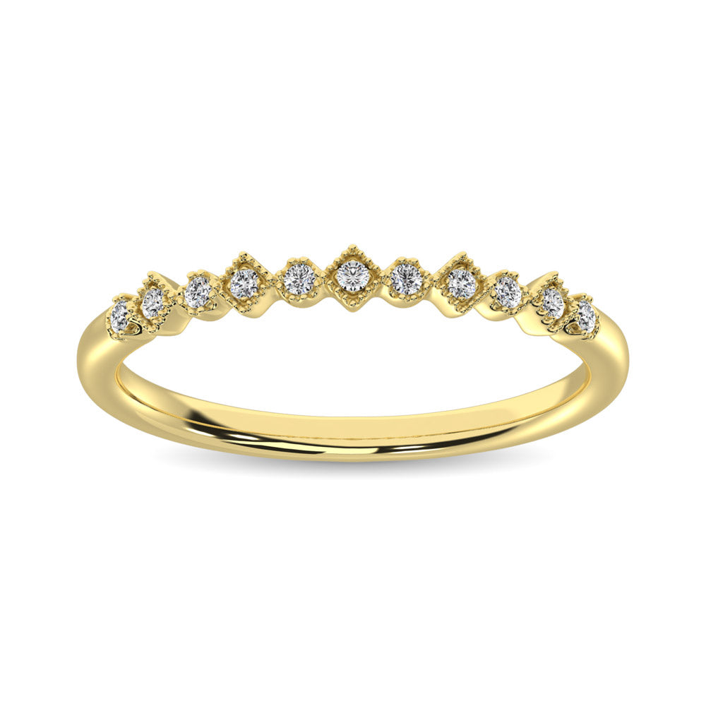14K Yellow Gold 1/20 Ctw Diamond Stackable Band
