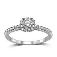 Thumbnail for 14K White Gold 1/2 Ct.Tw.Diamond Halo Engagement Ring