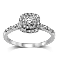 Thumbnail for 14K White Gold 1/2 Ct.Tw.Diamond Halo Engagement Ring